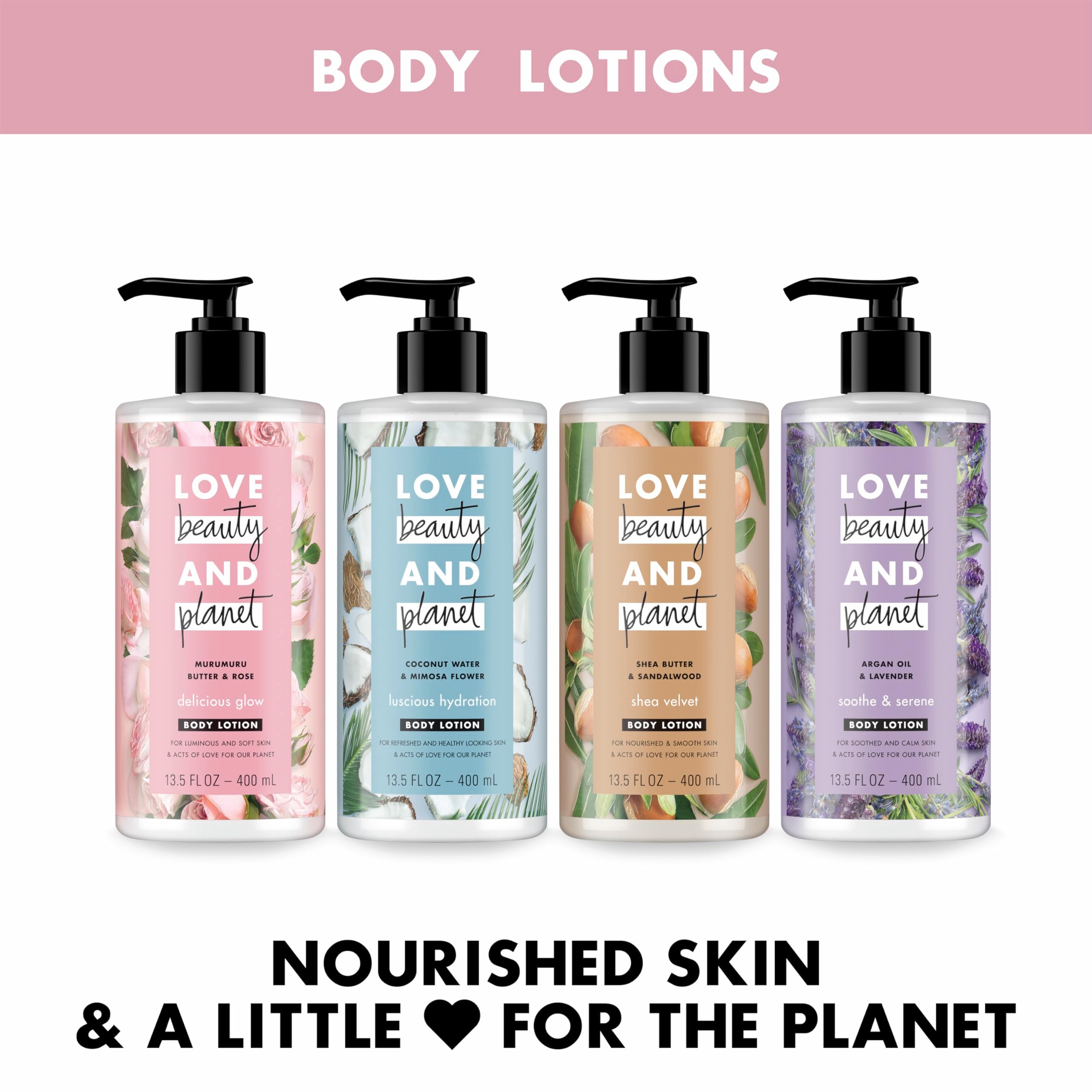 Love Beauty and Planet Soothe & Serene Body Lotion for Soothed Skin Argan Oil & Lavender Natural Ingredients, Plant-Based Moisturizers, Vegan, Cruelty-Free 13.5 oz